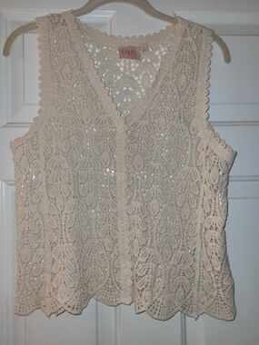 GLG Cream Crochet Button-Front Camisole